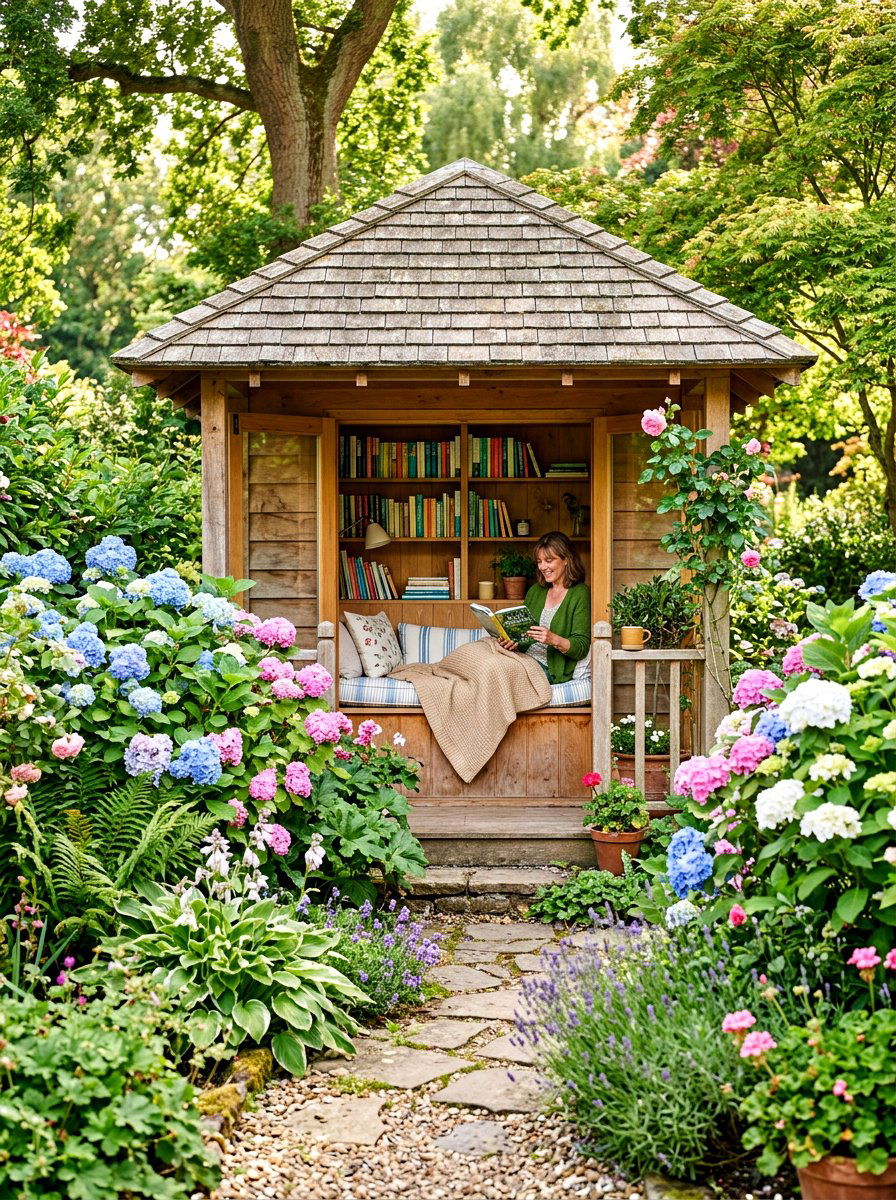 Cozy Garden Reading Nook - 30 outdoor garden room ideas