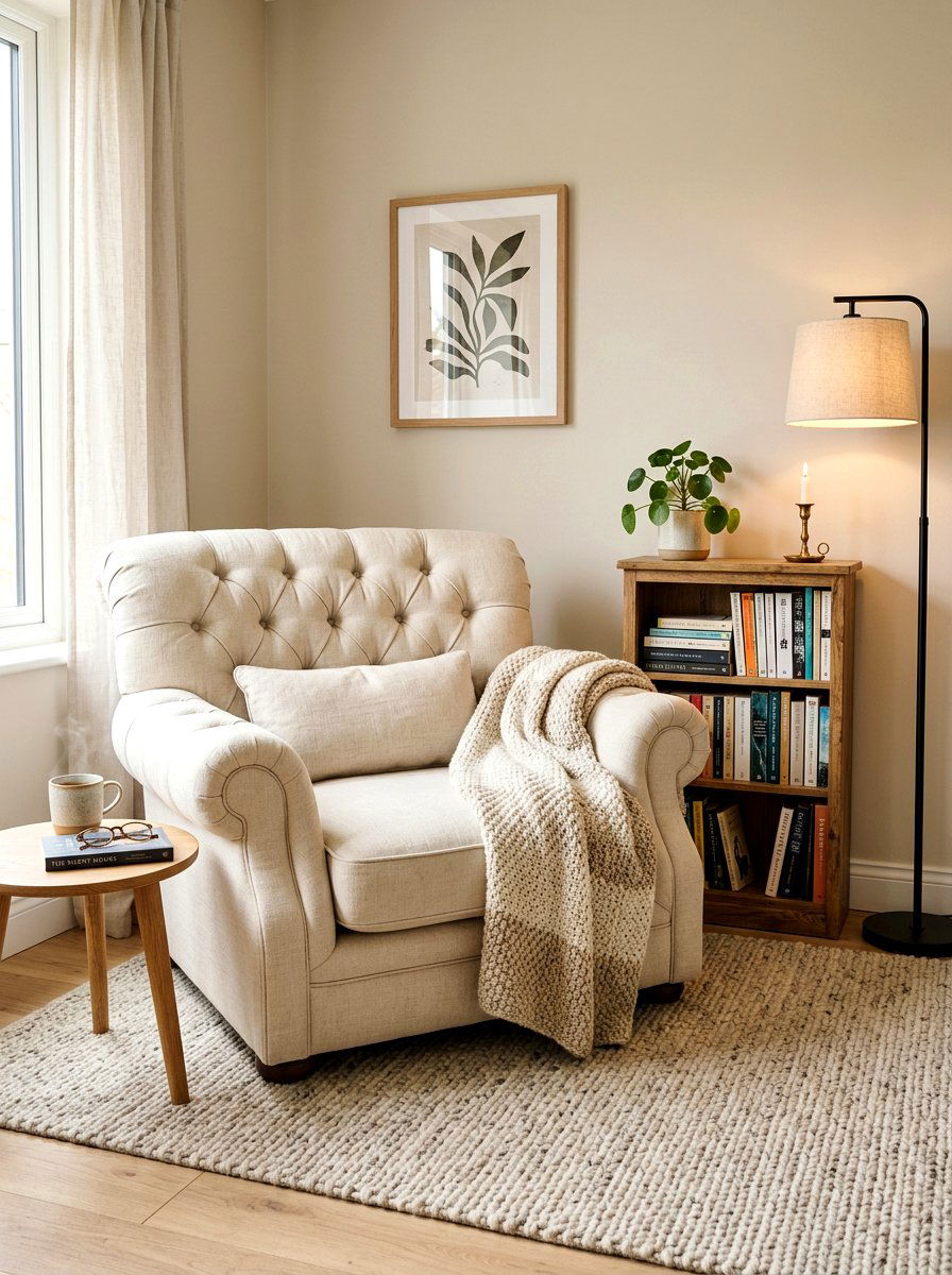 Cozy Oversized Armchair Nook - 30 attic reading nook ideas