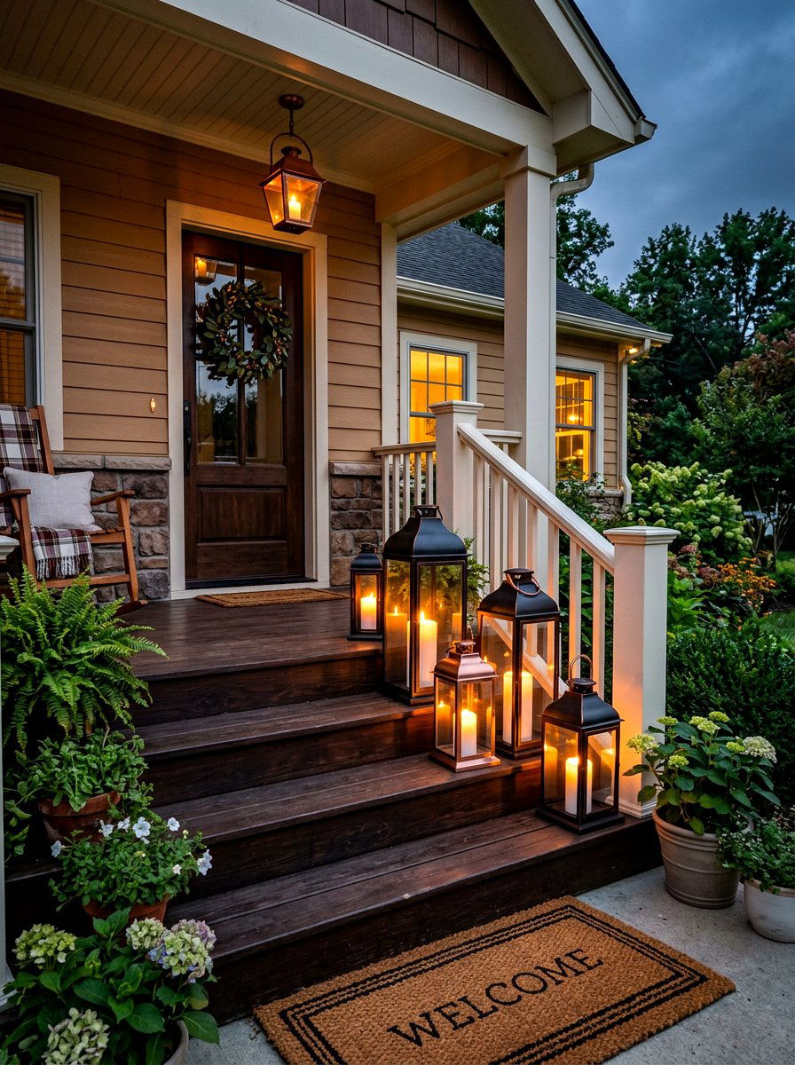 Cozy Porch Lantern - 30 July porch ideas aesthetic