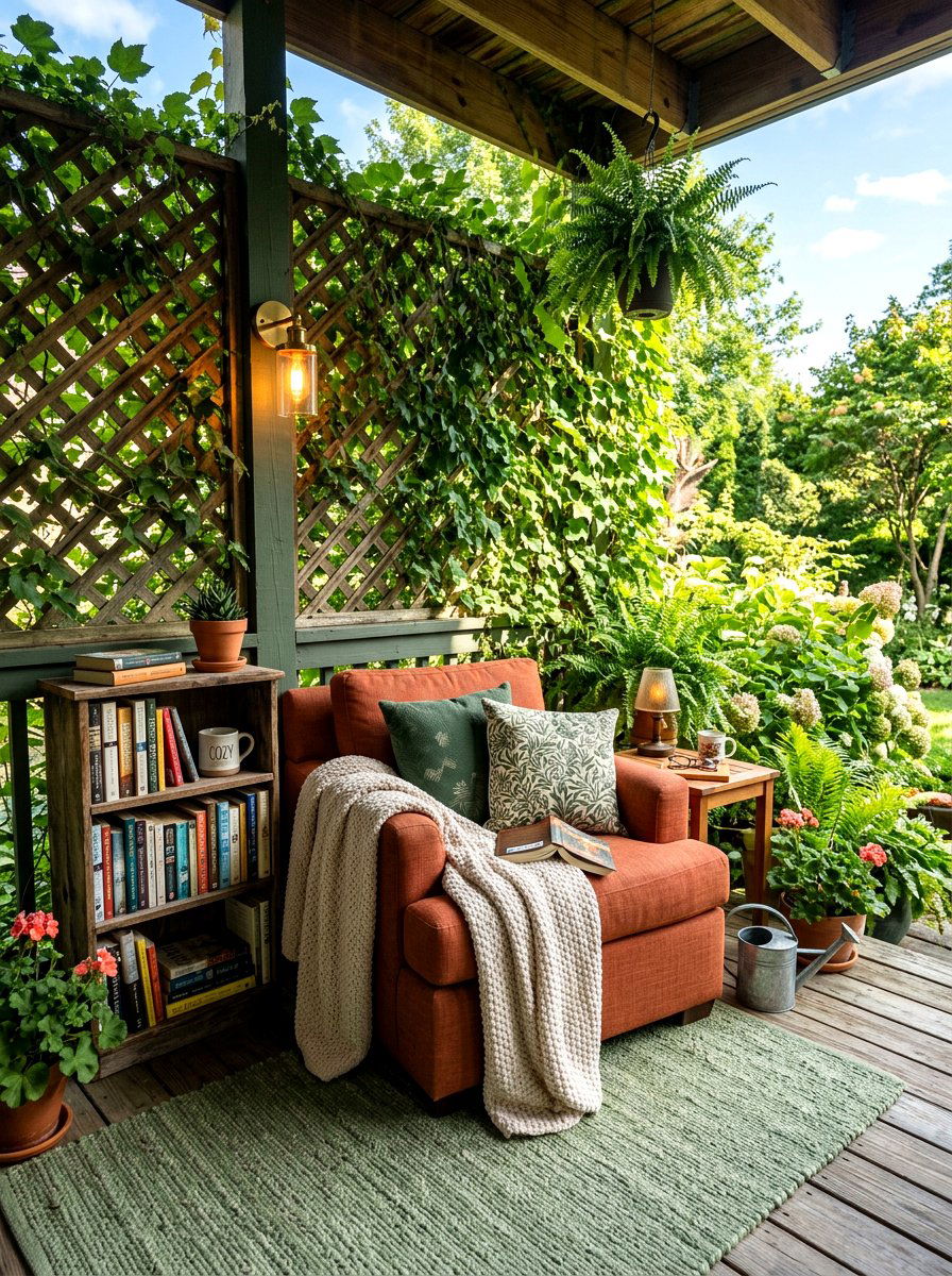 Cozy Porch Reading Nook - 30 porch lounge ideas
