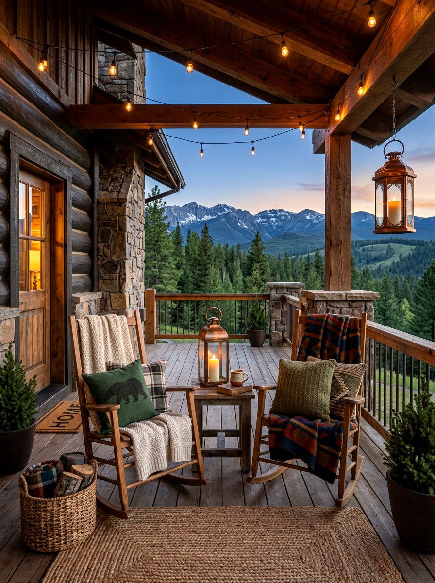 Cozy Porch - 30 ski lodge holiday decor ideas
