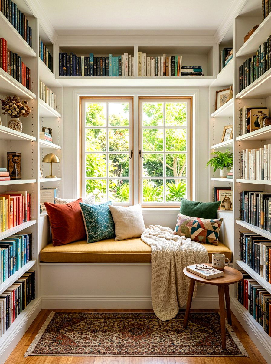 Cozy Reading Nook Bookshelf - 30 bookshelf wall ideas