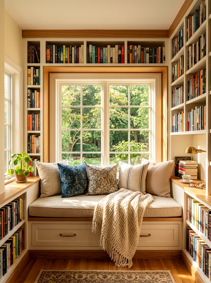 Cozy Reading Nook Built In Shelving - 30 bookshelf styling ideas