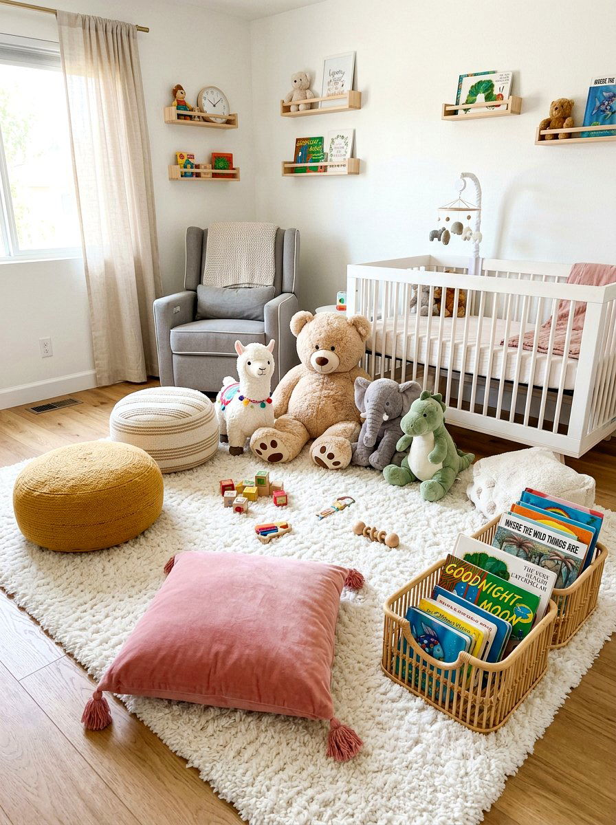 Cozy Rug Area - 30 nursery reading nook ideas