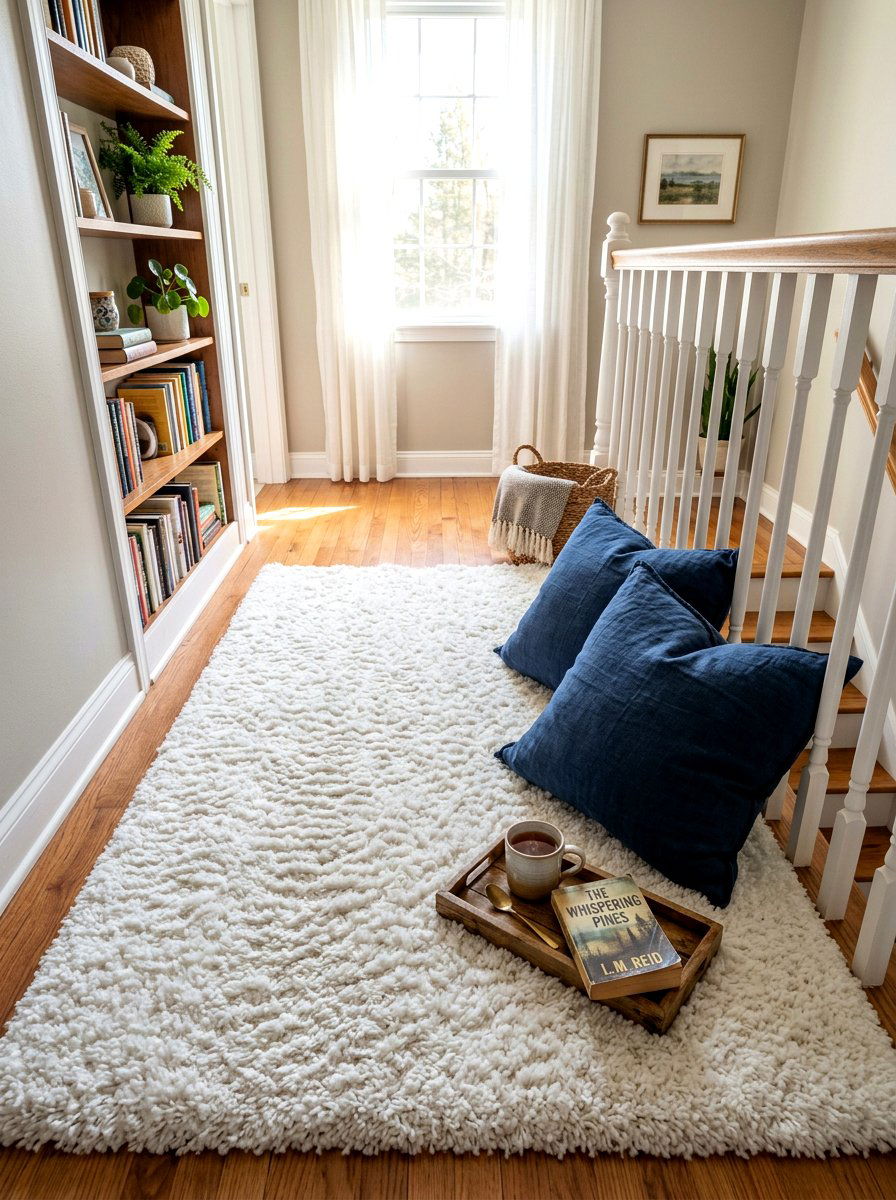 Cozy Rug Nook - 30 landing reading nook ideas