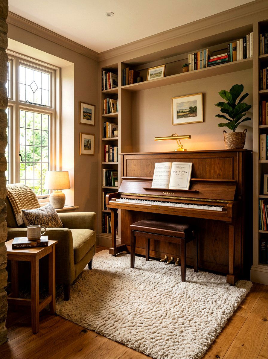 Cozy Rug Piano Niche - 30 piano corner ideas