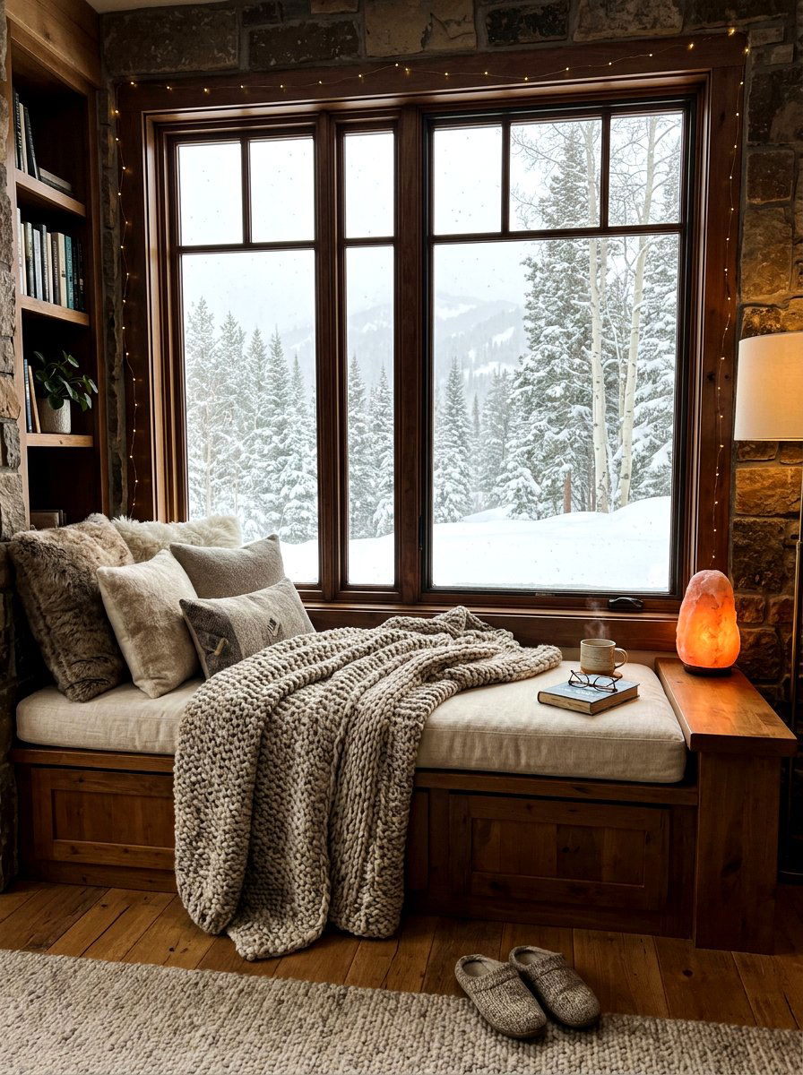Cozy Salt Lamp Window Seat - 30 salt lamp corner ideas