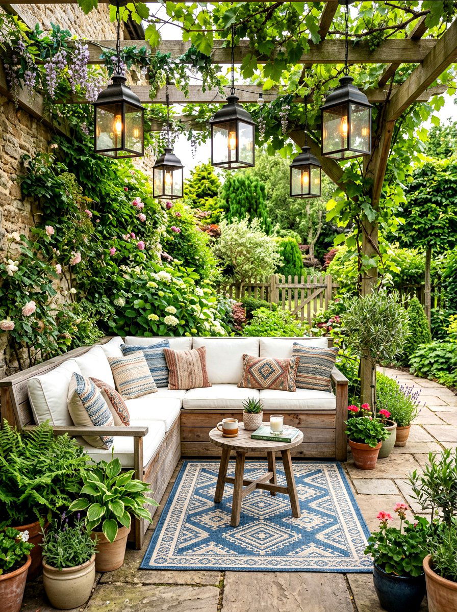 Cozy Seating Nook - 30 kitchen courtyard garden ideas