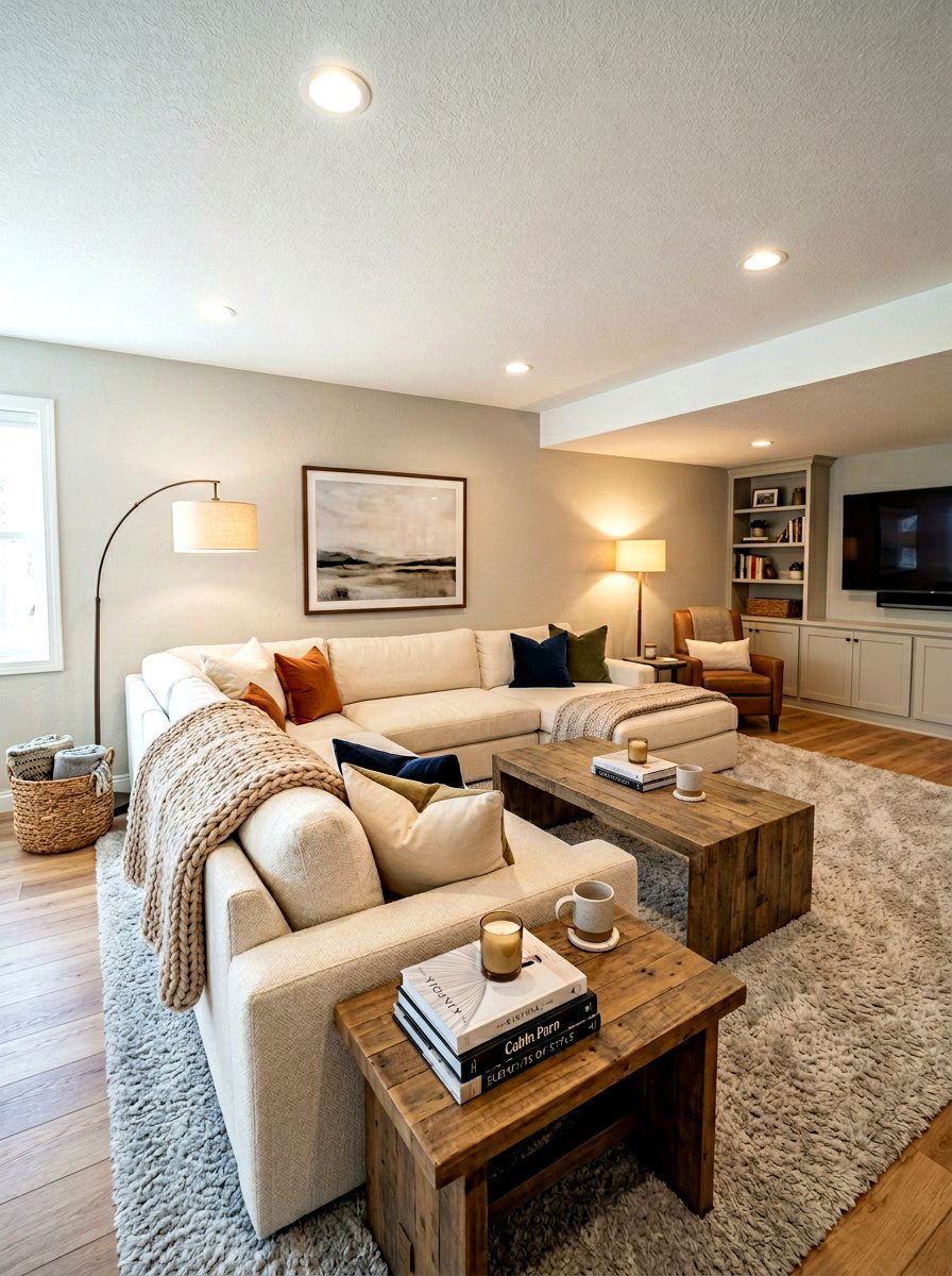 Cozy Sectional Basement Sofa - 30 basement family room ideas
