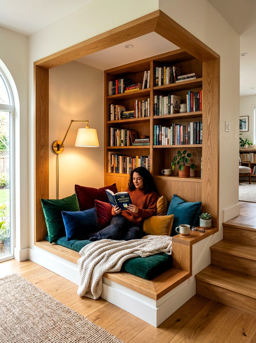 Cozy Sunken Reading Nook - 30 conversation pit living room ideas