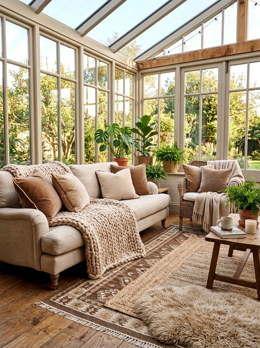 Cozy Sunroom Textiles - 30 cozy sunroom ideas