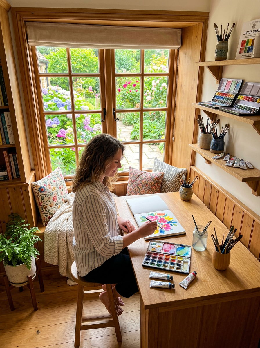 Cozy Window Nook - 30 painting studio ideas