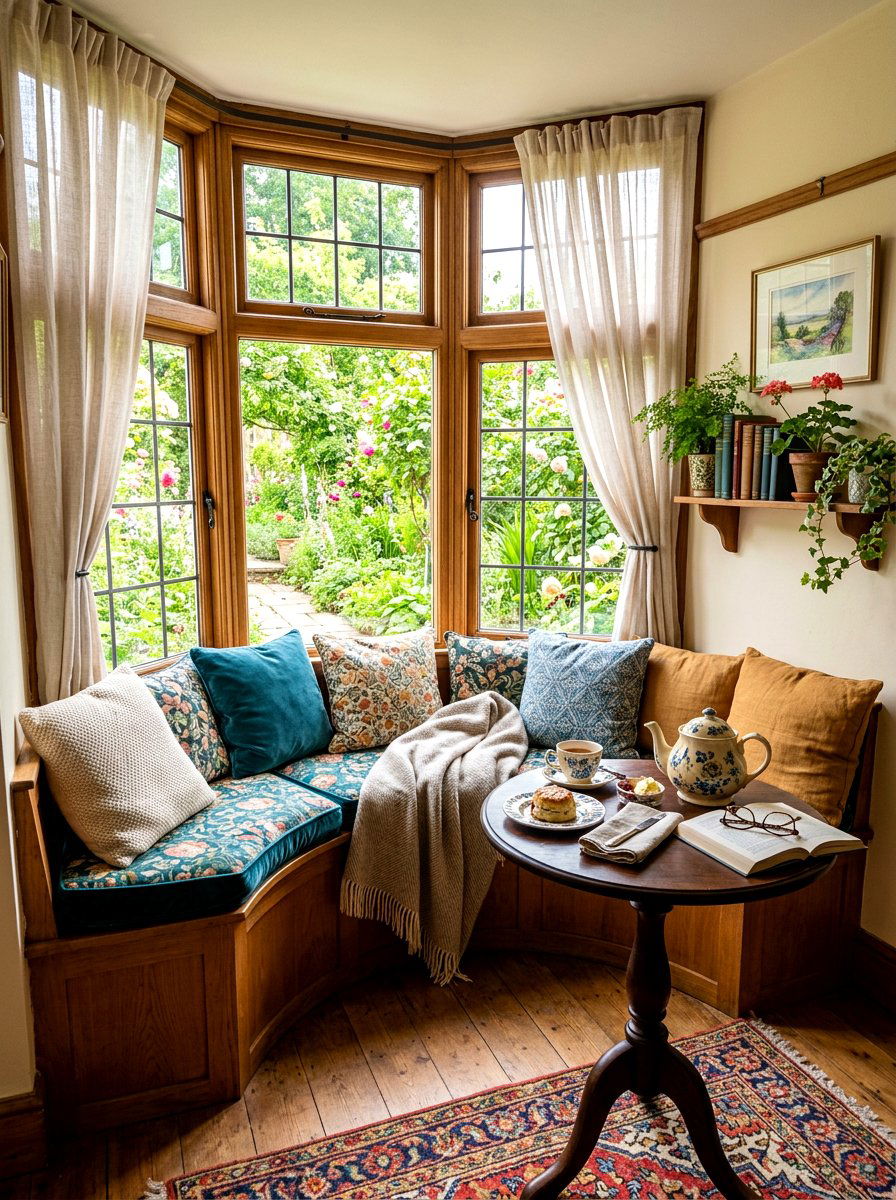 Cozy Window Nook Tea Room - 30 English tea room ideas
