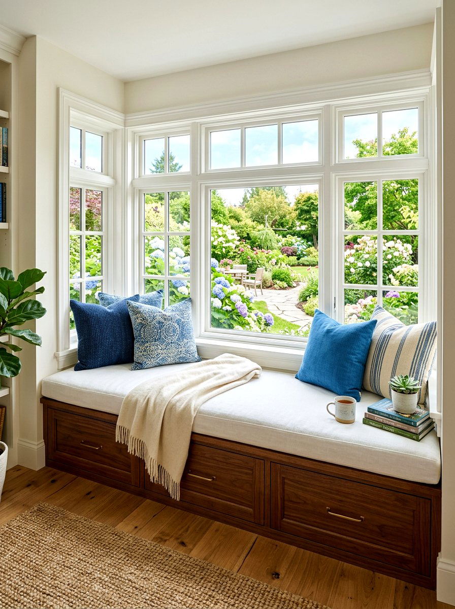 Cozy Window Seat - 30 reading room aesthetic ideas
