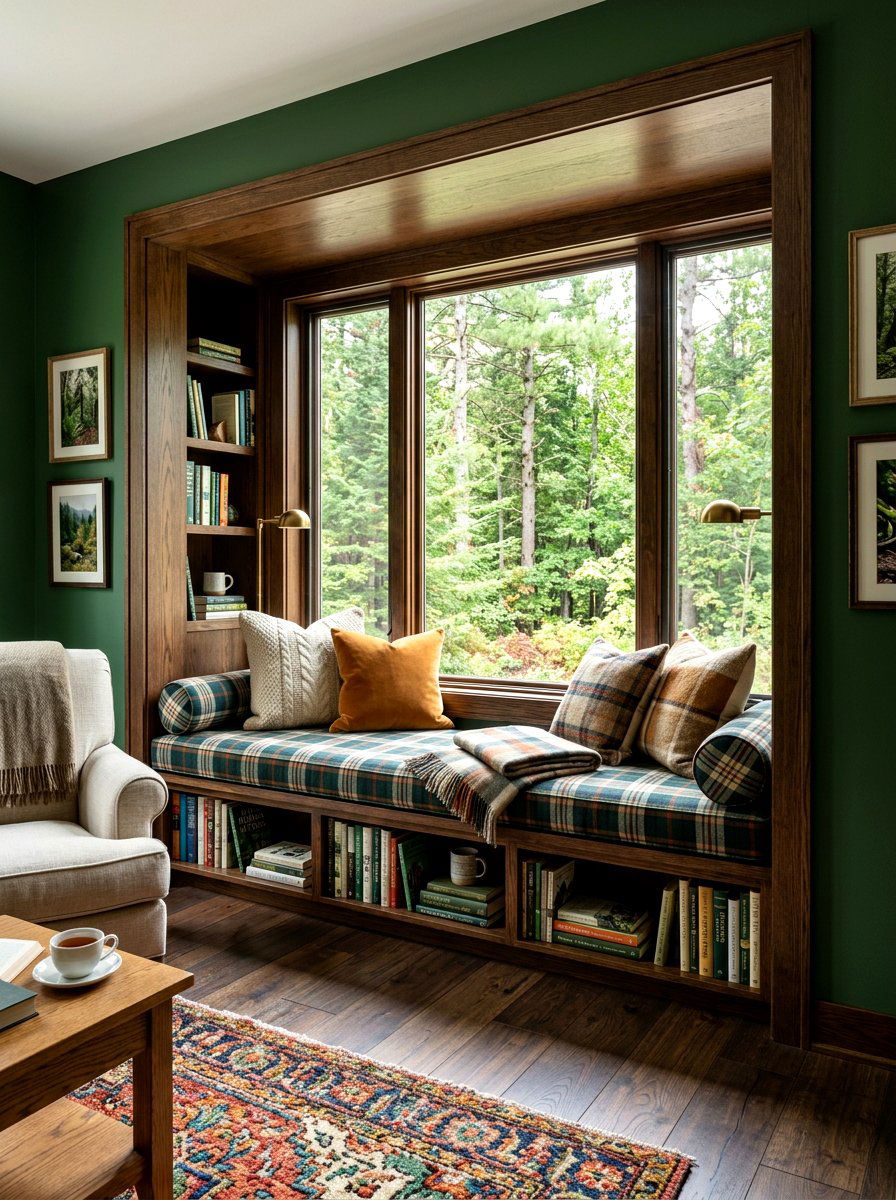 Cozy Window Seat Living Room - 30 moody English living room ideas