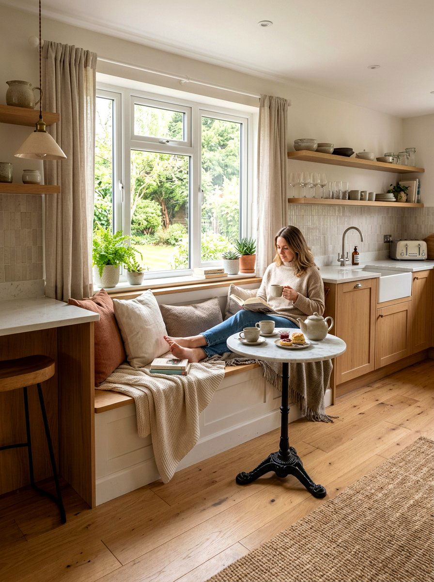 Cozy Window Seat Tea Nook - 30 tea party kitchen ideas