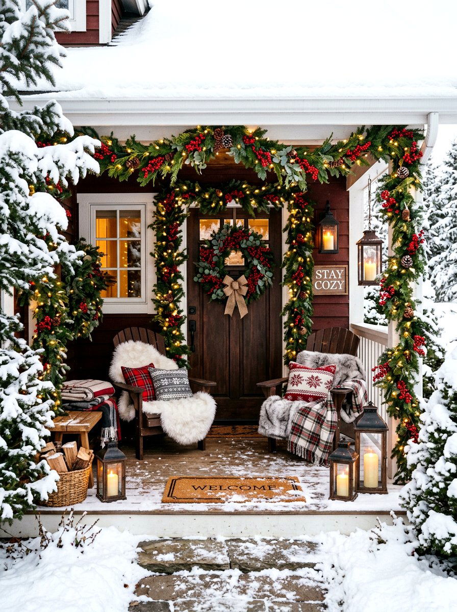 Cozy Winter Front Porch - 30 cozy front porch ideas