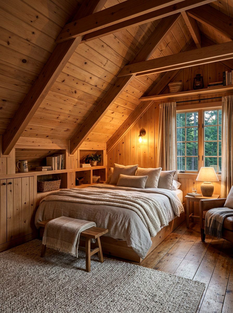 Cozy attic cabin bedroom - 30 mountain cabin bedroom ideas