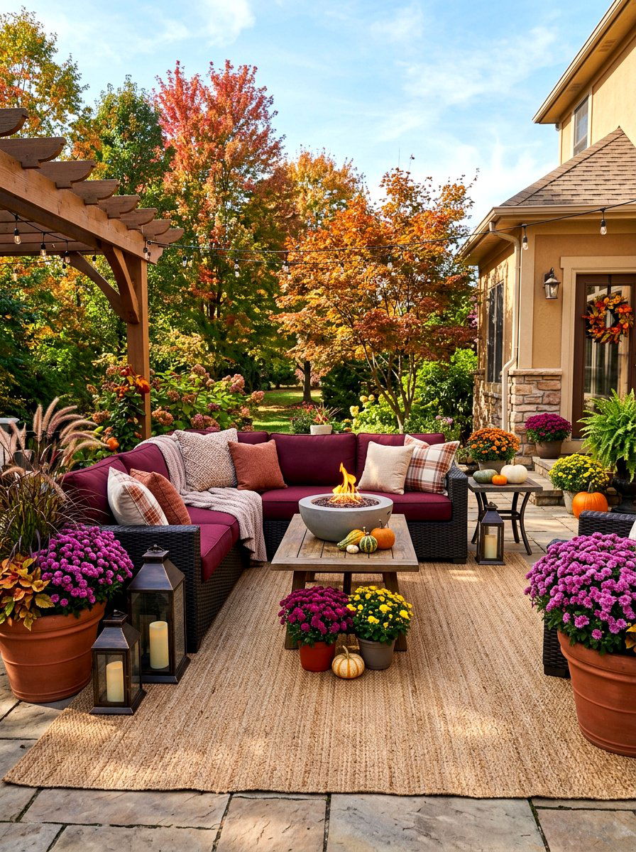 Cozy fall patio - 30 cozy fall home decor ideas