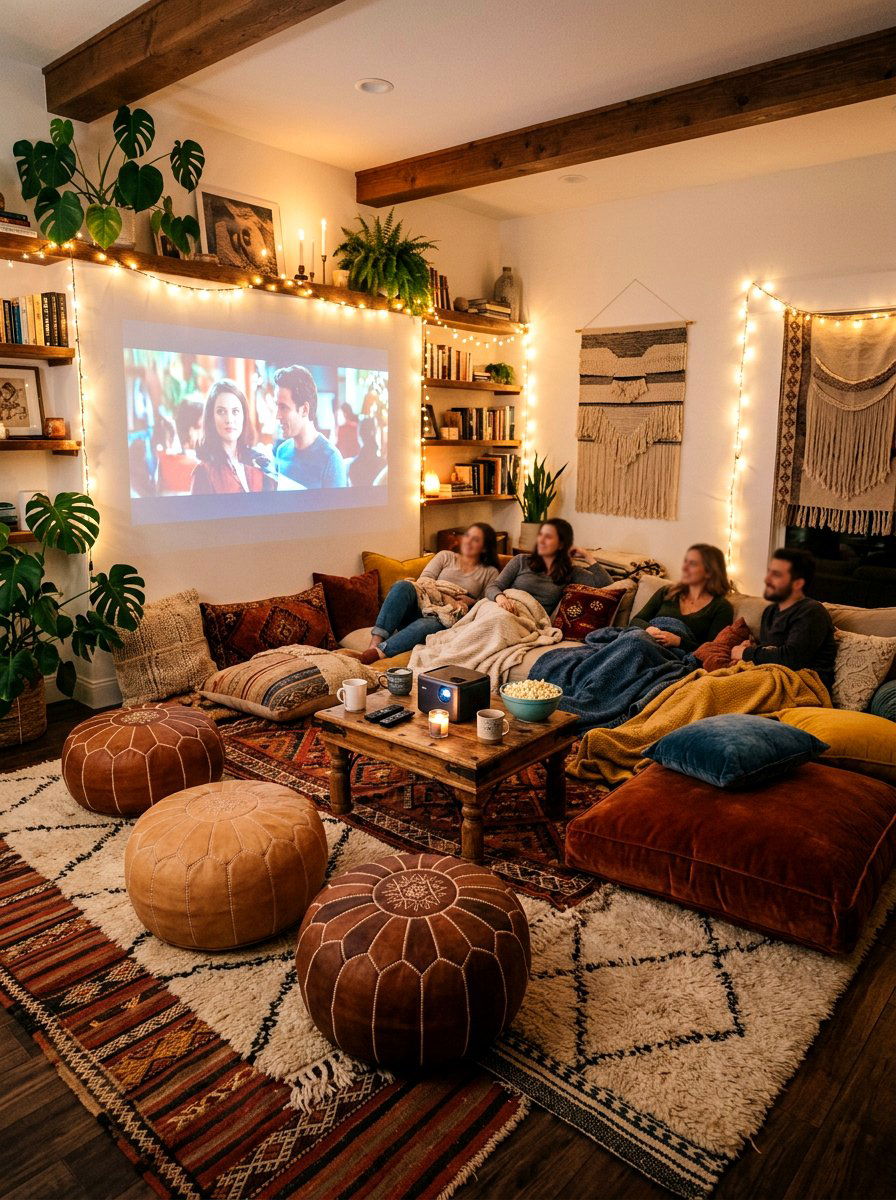 Cozy floor seating theater - 30 projector room ideas