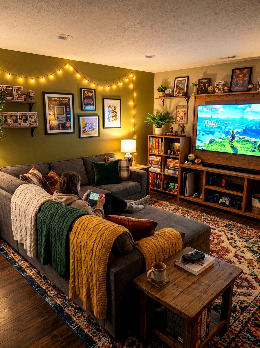 Cozy gaming basement - 30 basement game room ideas
