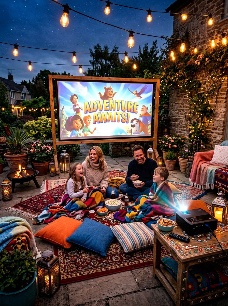 Cozy outdoor movie lounge - 30 California casual patio lounge ideas