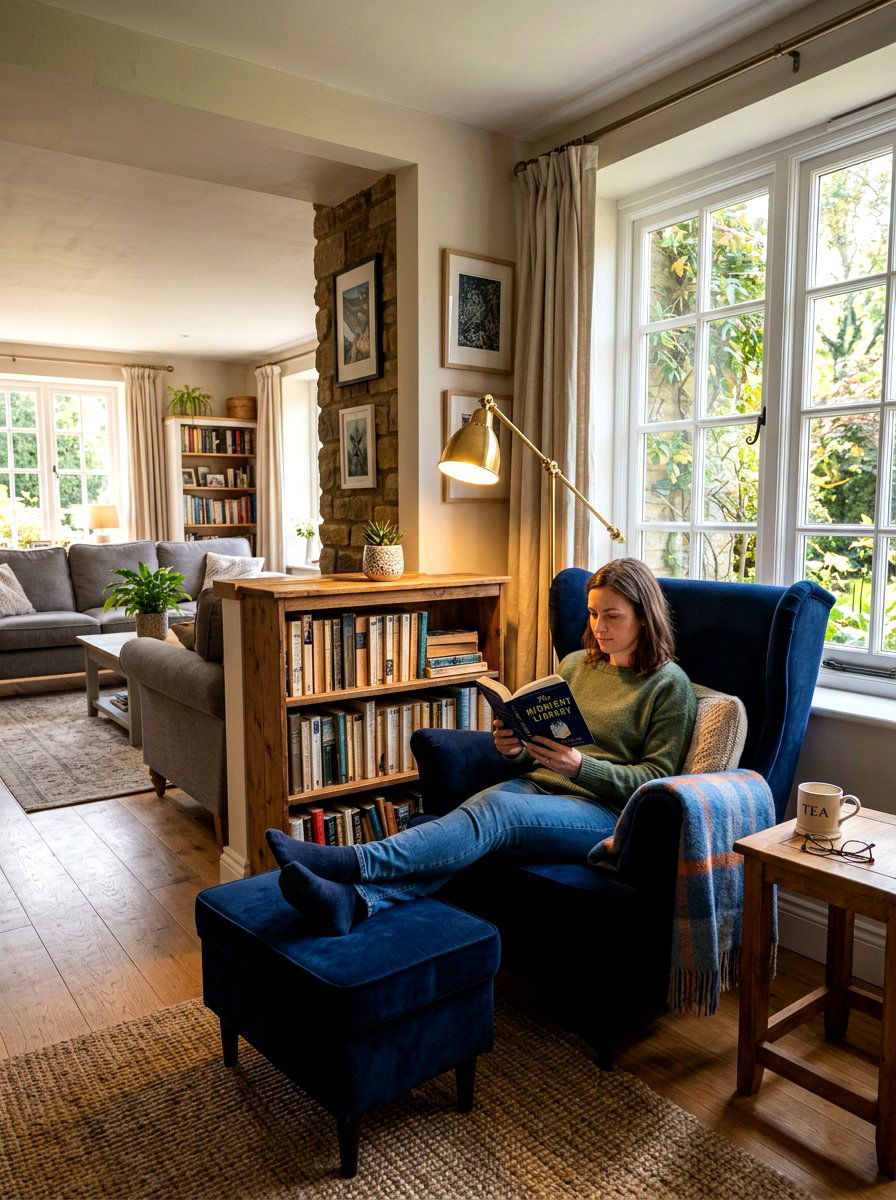 Cozy reading nook living room - 30 restorative living room ideas
