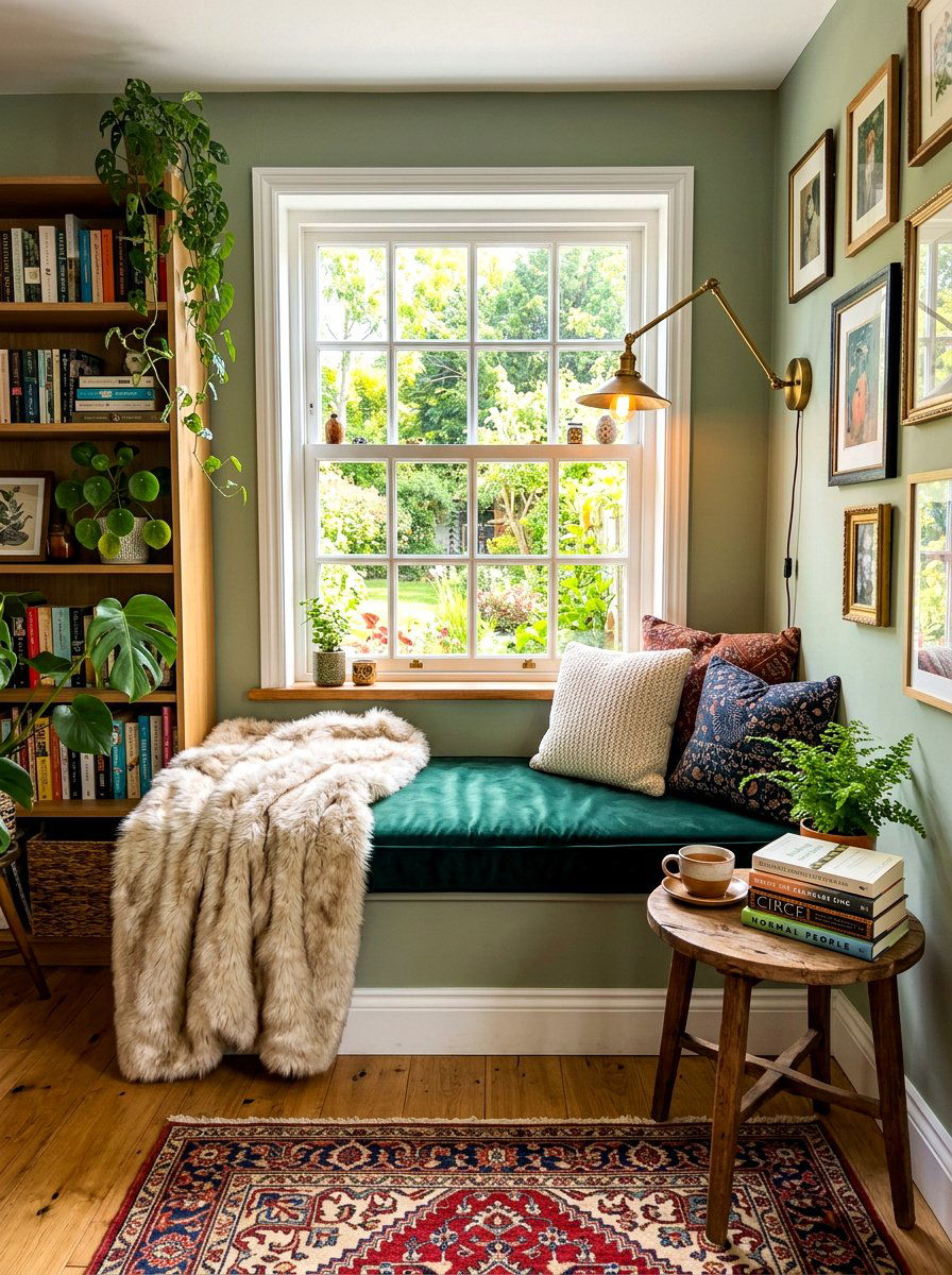 Cozy reading nook window seat - 30 bay window seating living room ideas