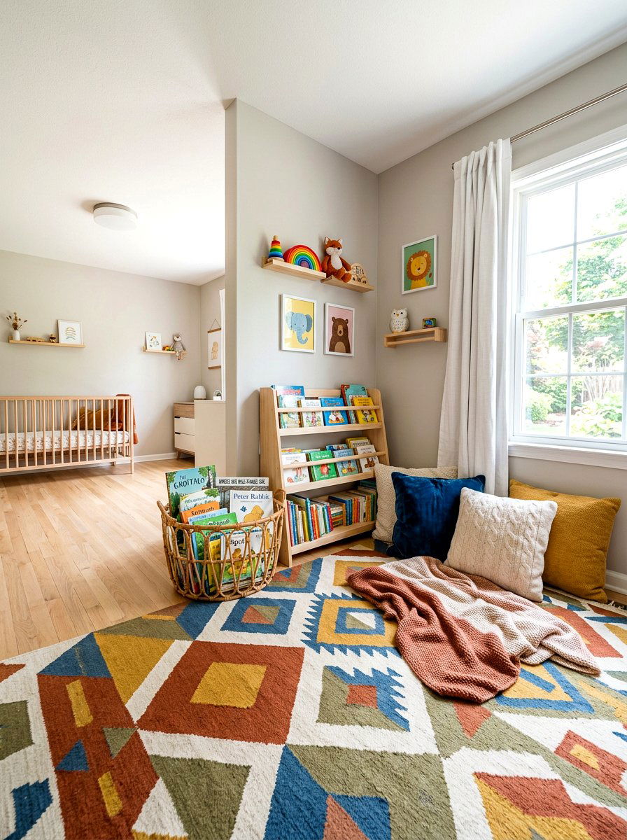 Cozy rug nursery reading corner - 30 nursery reading corner ideas