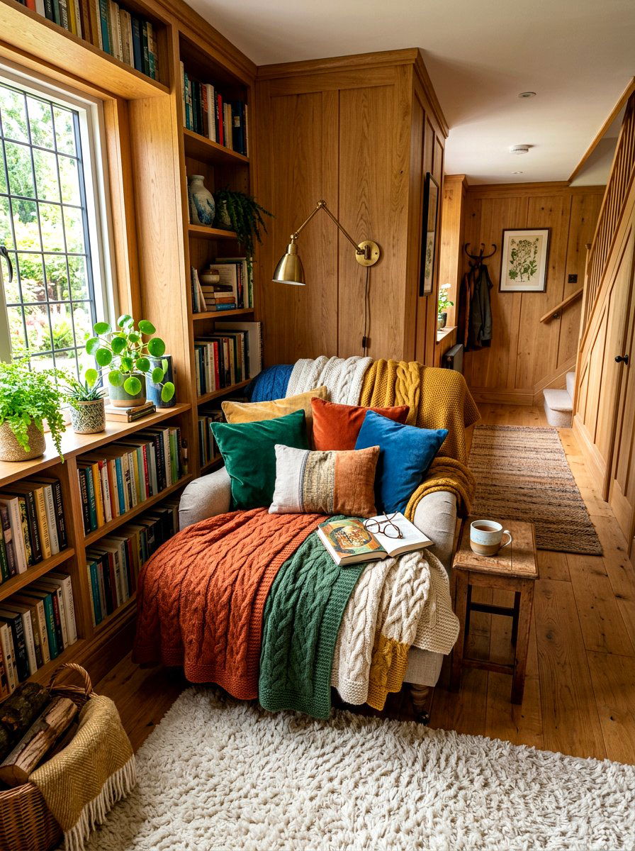 Cozy textile reading corner - 30 hallway reading nook ideas