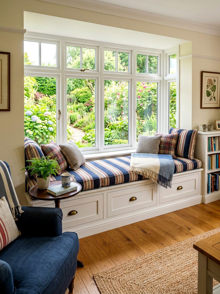 Cozy window seat living room - 30 family friendly living room ideas