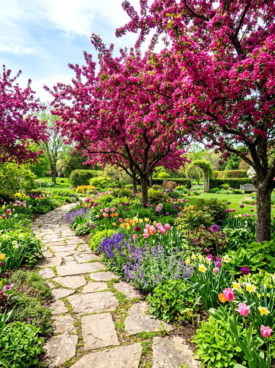 Crabapple tree ornamental garden - 30 orchard backyard aesthetic ideas