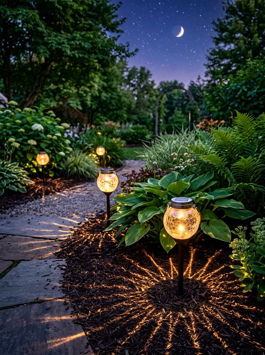 Cracked Glass Ball Solar Lights - 30 solar path lantern ideas