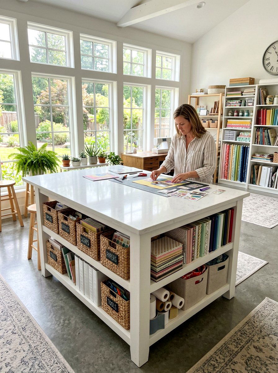 Craft Room Island - 30 scrapbook storage ideas