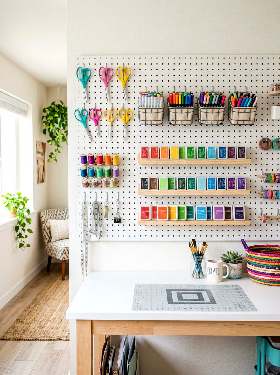 Craft Room Pegboard - 30 scrapbook room ideas
