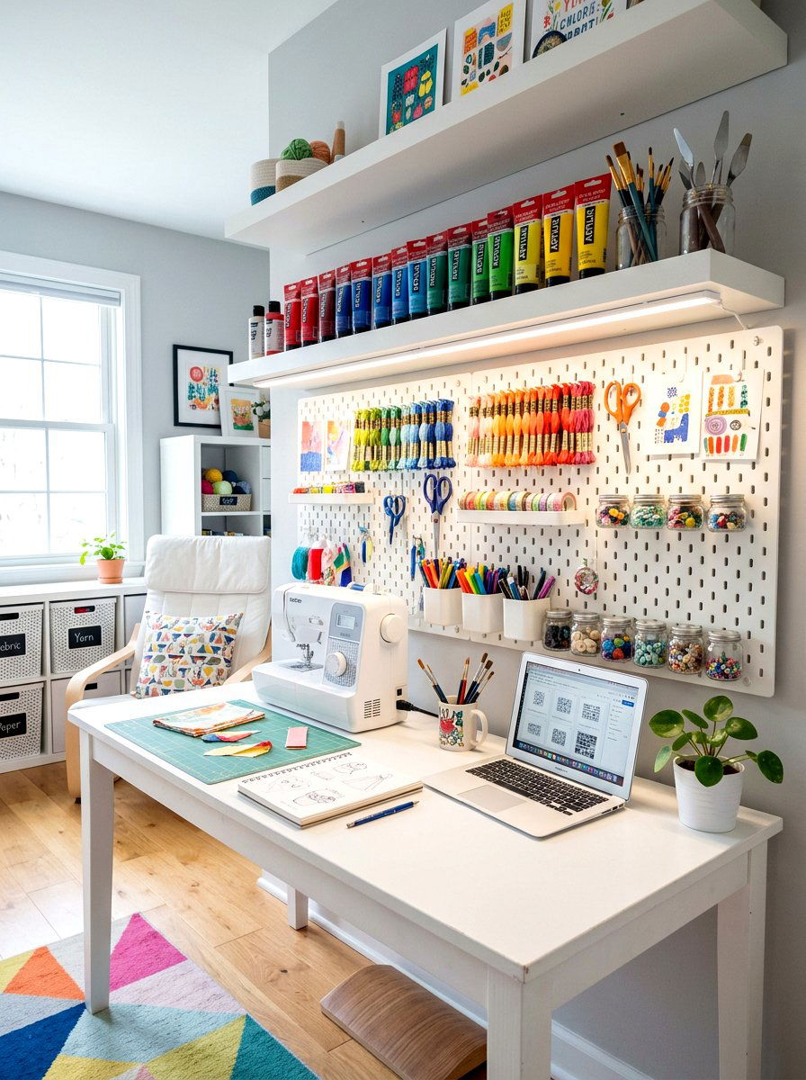 Craft Room Pegboard Shelf Light - 30 under shelf lighting ideas