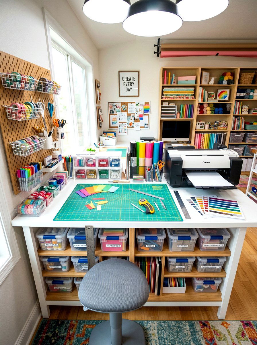 Craft Room Printer Table - 30 printer nook ideas
