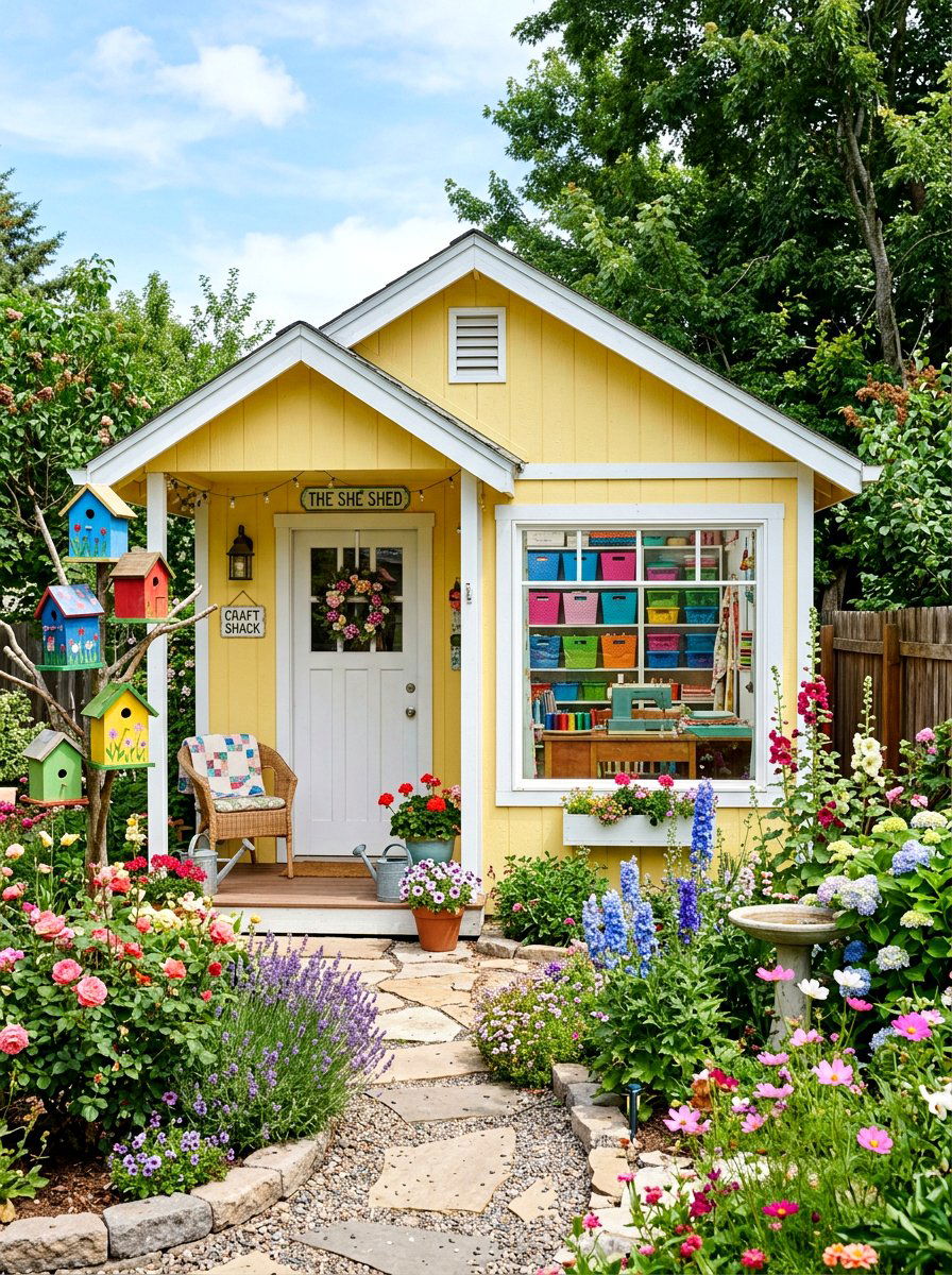 Craft Room She Shed - 30 she shed backyard aesthetic ideas