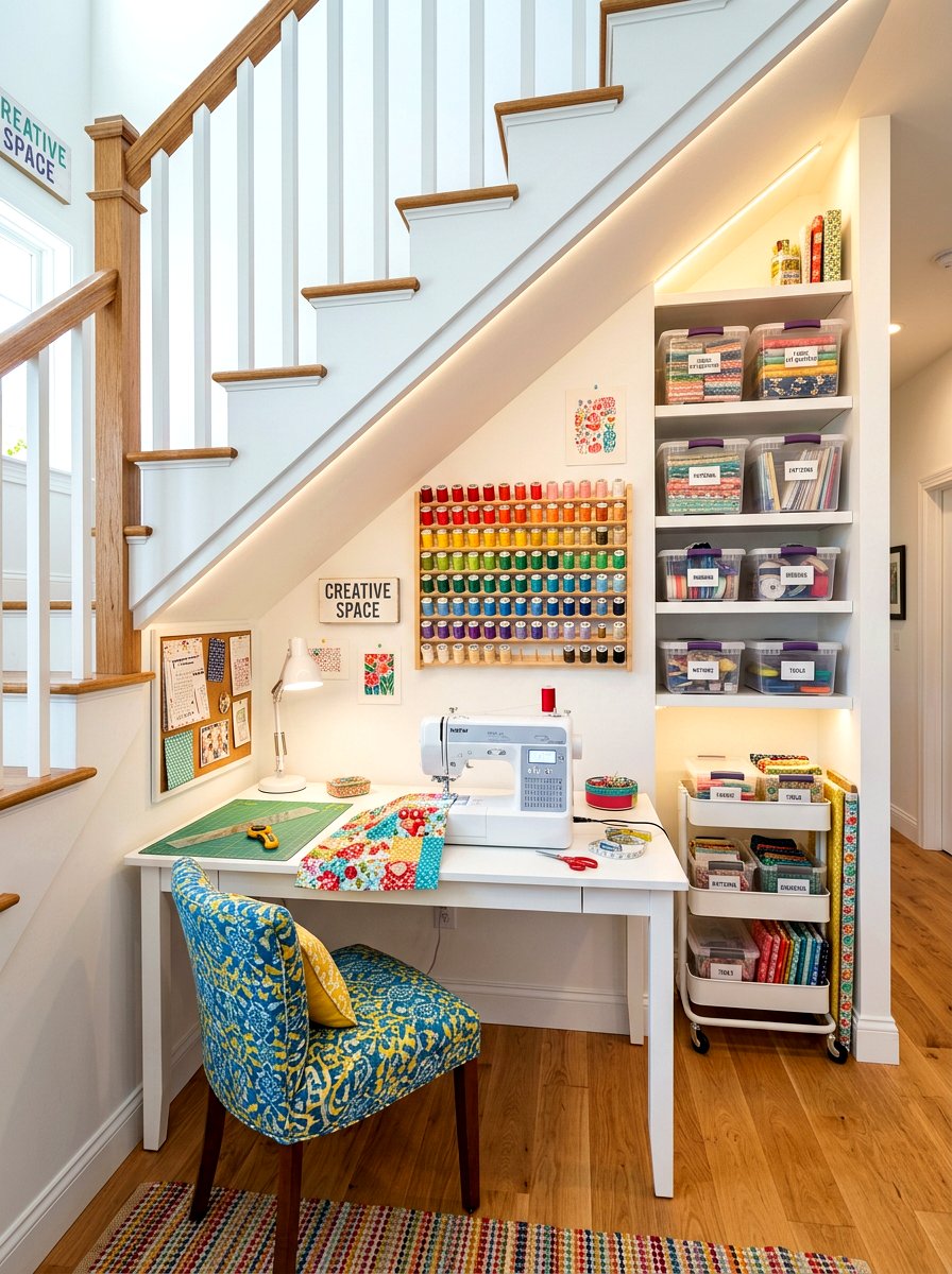 Craft Room Under Stairs - 30 staircase nook ideas