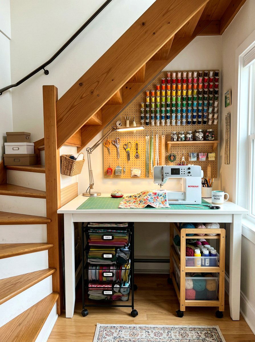 Craft Space Under Stairs - 30 cozy nook under stairs ideas