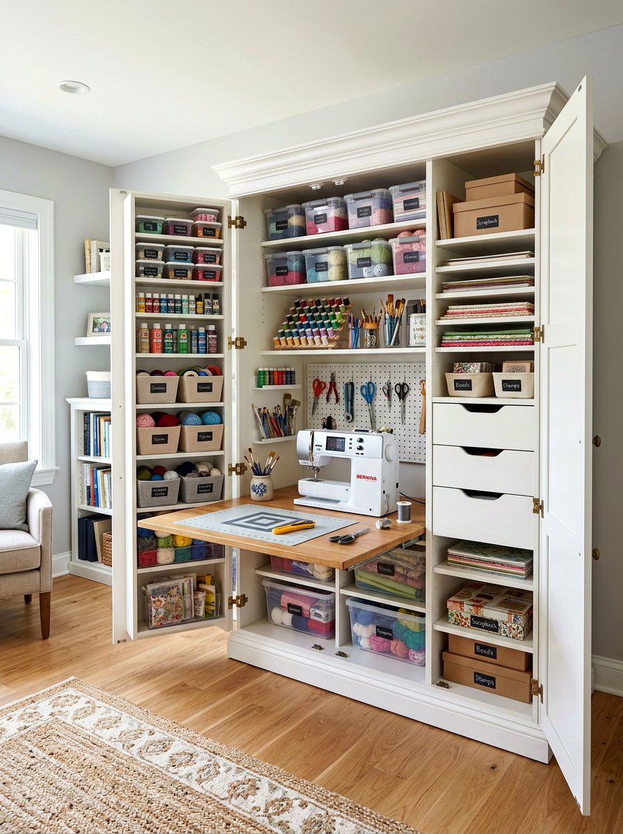Craft Storage Armoire - 30 scrapbook room ideas