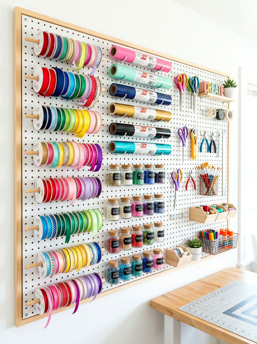 Craft Supply Organizer - 30 garage pegboard ideas
