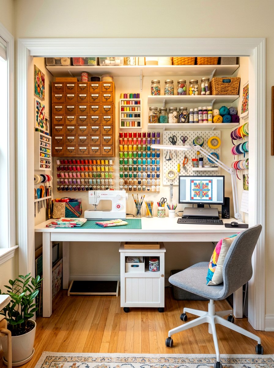 Craft room closet office - 30 desk in closet ideas aesthetic