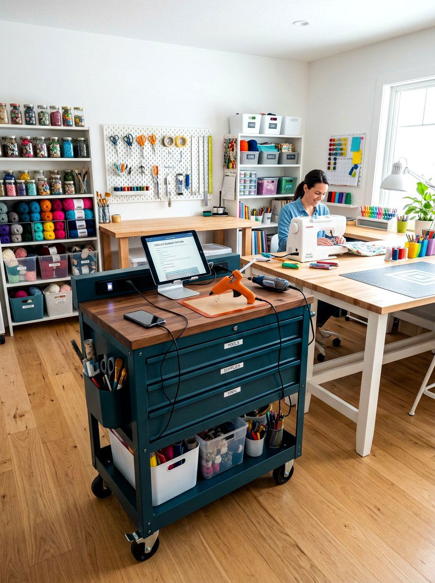 Craft room storage charger - 30 charging station ideas