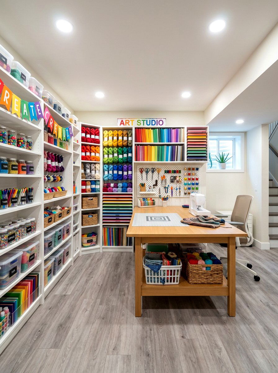 Craft room storage - 30 basement storage wall ideas
