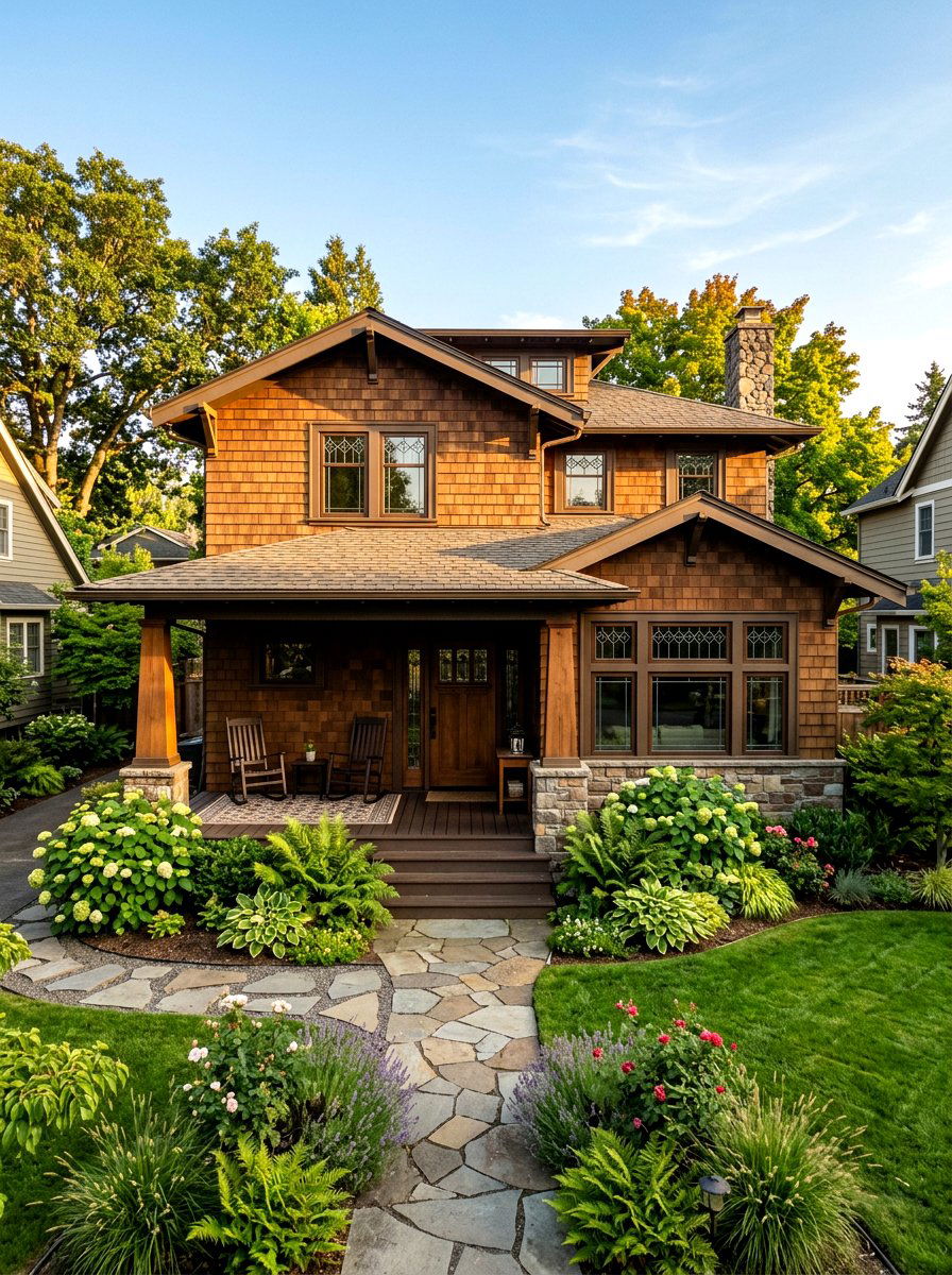 Craftsman Cedar Shake House - 30 cedar shake curb appeal ideas