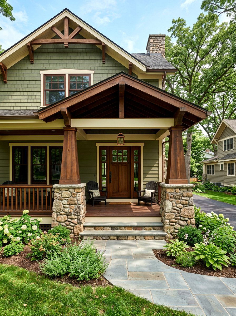 Craftsman Stone Pillars - 30 house facade ideas