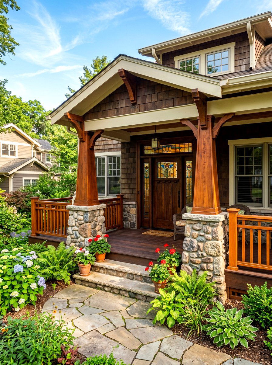 Craftsman Style Front Deck - 30 front deck ideas