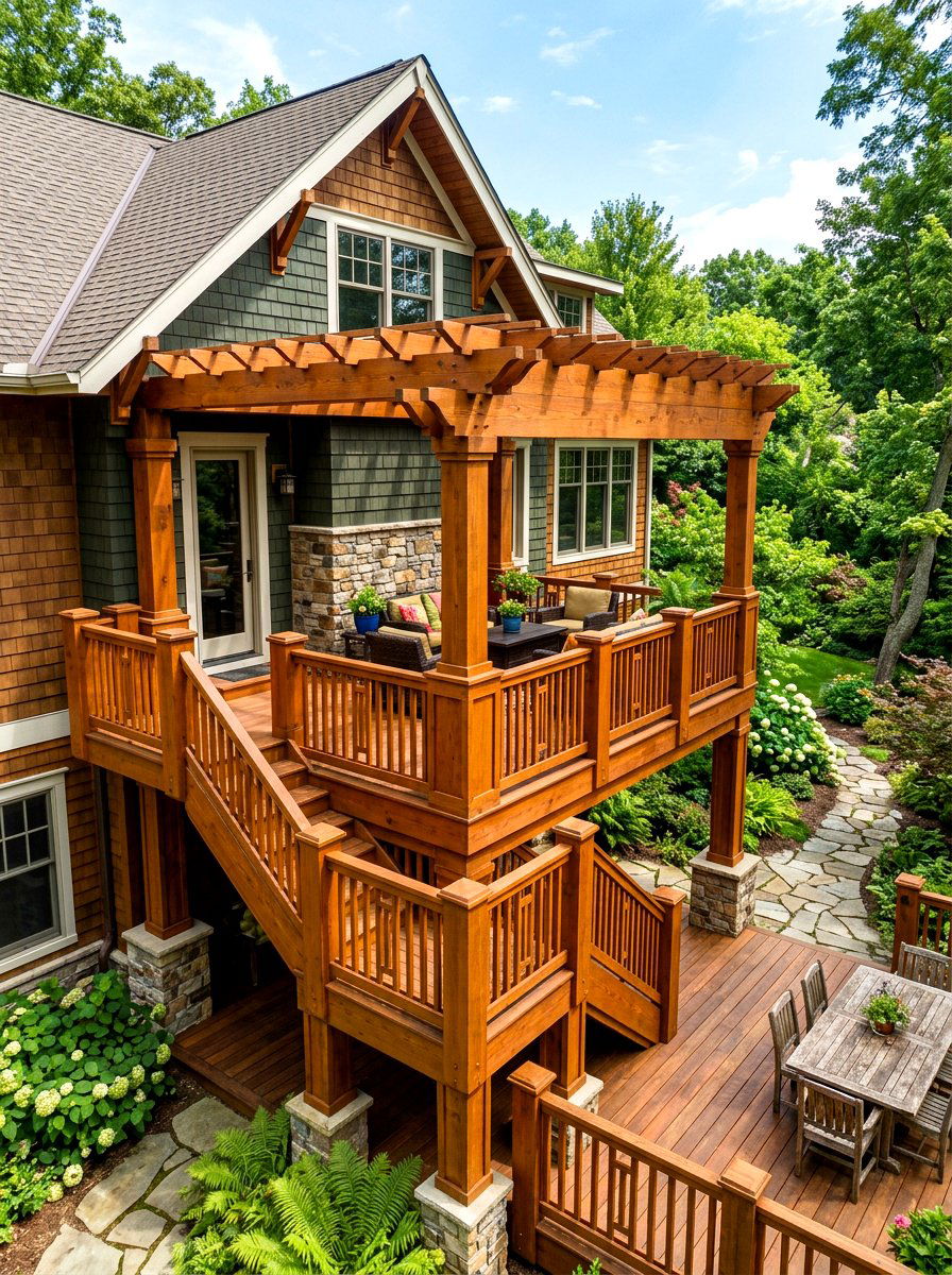 Craftsman Style Multi Level Deck - 30 multi level deck ideas