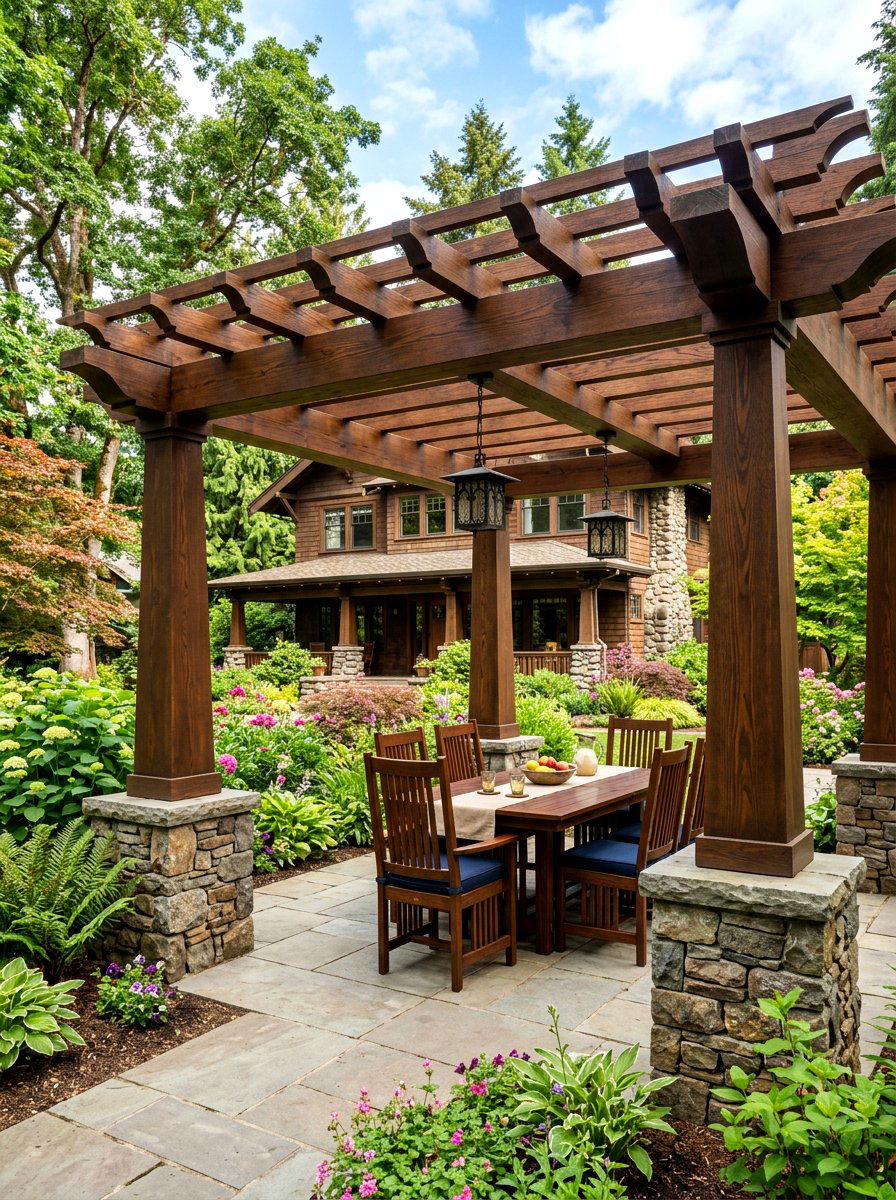 Craftsman Style Pergola - 30 freestanding pergola ideas